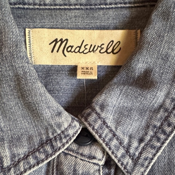 Madewell Denim Seamed Courier Tie-waist Shirt Dress Size XXS - Picture 2 of 5